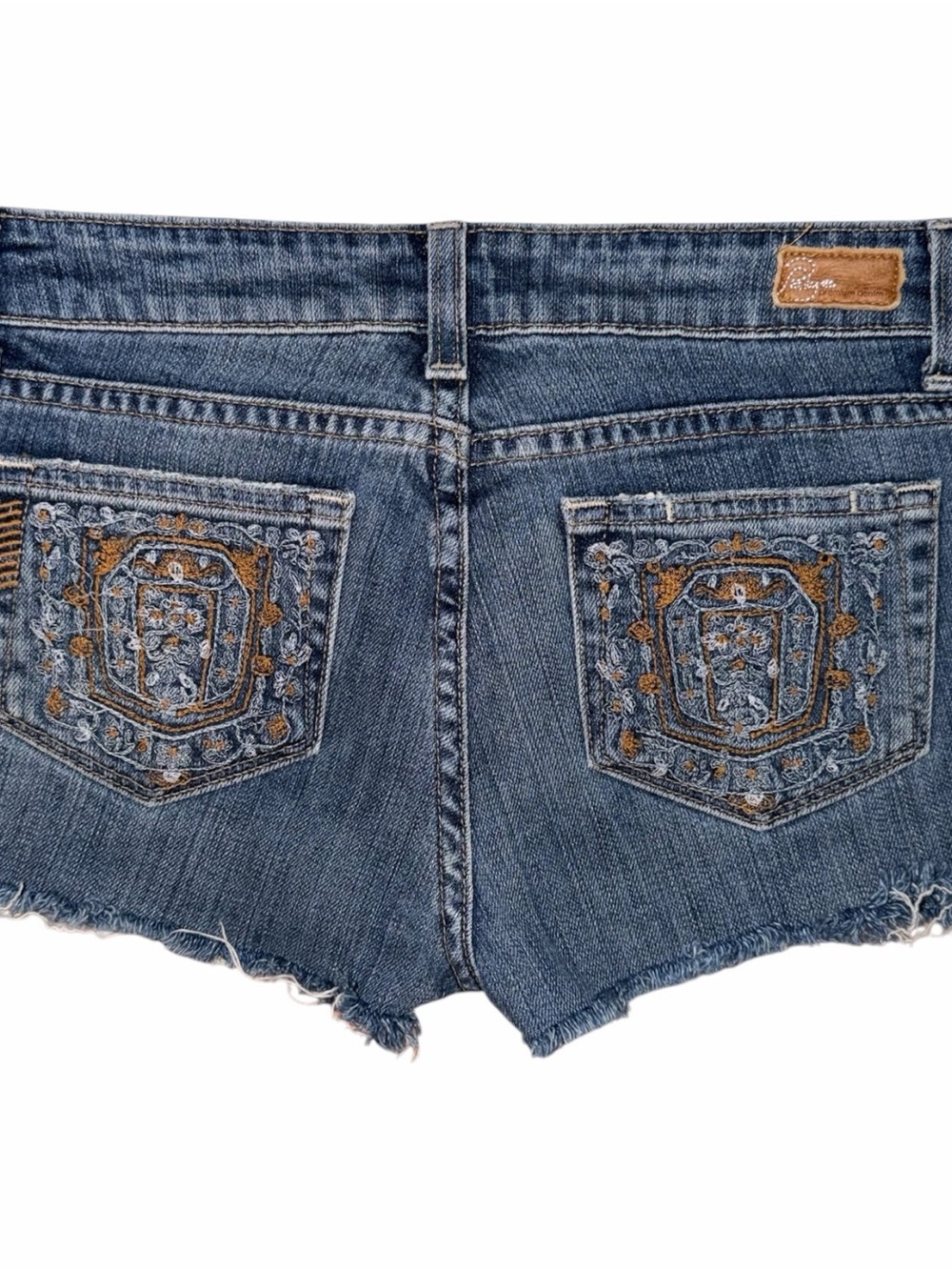 Y2K Paige Low Rise Embroidered Micro Mini Shorts